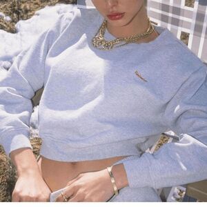 Realisation Real Heathered Grey Pullover Cropped Sweatshirt Women's Size Medium